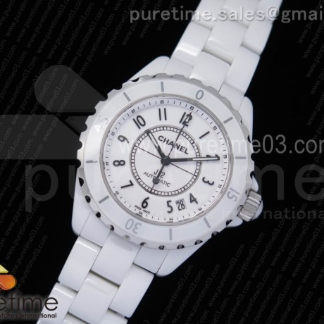 HT공장 샤넬 J12 화이트세라믹 38mm 남성용 세라믹브레이슬릿 솔리드백 XHANEL J-12 38mm Wht CER/CER Wht/Blk Num EAST A2892 KOR EAST공장
