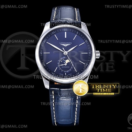 GS공장 마스터 문페이즈 블루다이얼 가죽스트랩 Longines Master Moonphase SS/LE Blue/Stk GSF A899