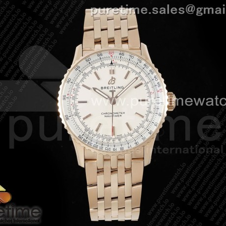 TF공장 브라이틀링 내비타이머 41미리 로즈골드금통 화이트다이얼 브레이슬릿 Navitimer Automatic 41mm RG TF 1:1 Best Edition White Dial on RG Bracelet A2824