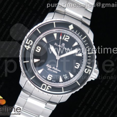 ZF공장 블랑팡 피프티패덤즈 스틸 블랙다이얼 브레이슬릿 Fifty Fathoms SS Black Black Dial on SS Bracelet A2836