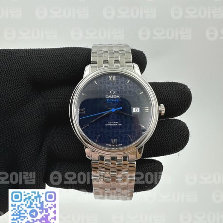 RMX공장 오메가 드빌 프레스티지 오르비스 스틸 블루텍스쳐다이얼 브레이슬릿 De Ville Prestige Orbis SS RMX Blue Dial on SS Bracelet A2892