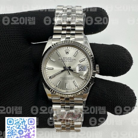 Clean공장 롤렉스 데이저스트 36 스틸 실버다이얼 플루티드베젤 쥬빌레브레이슬릿 DateJust 36 126234 Clean 1:1 Best Edition 904L Steel Silver Stick Dial on Jubilee Bracelet VR3235 클린공장