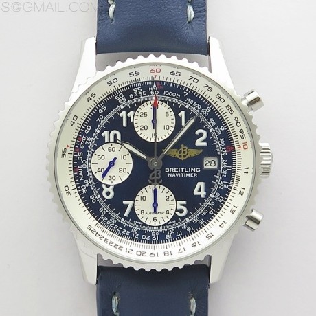 B50공장 브라이틀링 내비타이머 41미리 블루다이얼 가죽스트랩 Navitimer 41mm SS B50 Best Edition SS Blue Dial Numeral Markers on Blue Leather Strap A7750