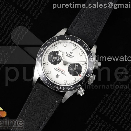 TWS공장 튜더 블랙베이 크로노그래프 41 스틸 화이트팬더다이얼 가죽스트랩 Black Bay Chrono SS TWS 1:1 Best Edition White/Black Dial on Black Leather Strap A7750