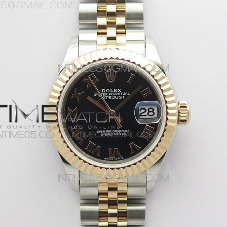 BP공장 롤렉스 데이저스트 28 로즈골드콤비 블랙다이얼 2671 Datejust 28mm 279173 SS/RG BP Best Edition Black Roman Markers Dial on SS/RG Jubilee Bracelet ETA2671