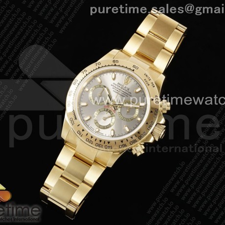 OM공장 롤렉스 스틸 데이토나 실버다이얼 옐로우골드금통 브레이슬릿 Daytona 116508 YG OMF Best Edition Silver Dial on YG Bracelet A7750 (Slim Movement)