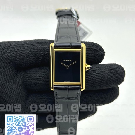 F1공장 까르띠에 탱크 루이 라지 옐로우골드금통 블랙다이얼 가죽스트랩
