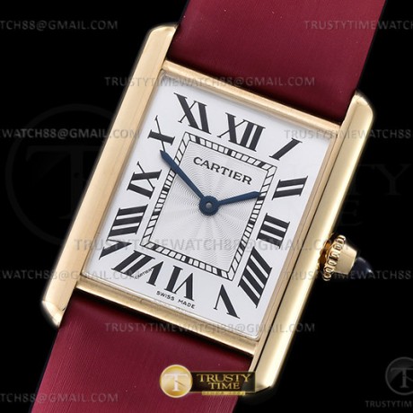F1공장 까르띠에 탱크 머스트 옐로우골드금통 핑크스트랩 Cartier Tank Must Lrg YG/LE Wht F1F Sw Qtz