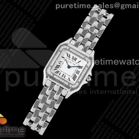 BV공장 까르띠에 팬더 27 스틸 다이아몬드베젤 화이트다이얼 브레이슬릿 Panthère 27mm BVF 1:1 Best Edition SS White Dial Diamonds Bezel on SS Bracelet Ronda Quartz