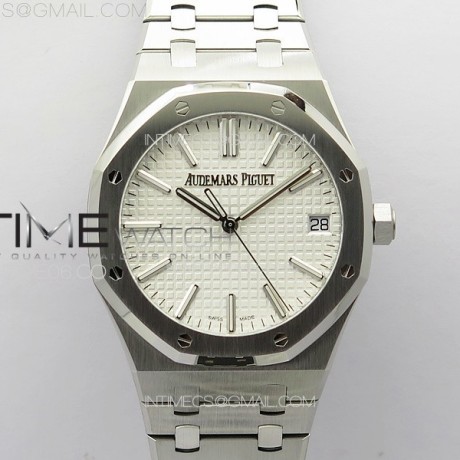 ZF공장 오데마피게 로얄오크 15510 50주년기념판 화이트다이얼 브레이슬릿  Royal Oak 41mm 15510 50th SS ZF 1:1 Best Edition Silver White Textured Dial on SS Bracelet A4302 (Free Box)