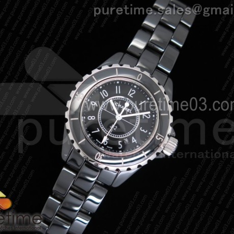 HT공장 샤넬 J12 블랙세라믹 33mm 여성용 세라믹브레이슬릿 솔리드백 XHANEL J-12 Ladies 33mm CER/CER Blk/Num EAST Swiss Qtz KOR EAST공장