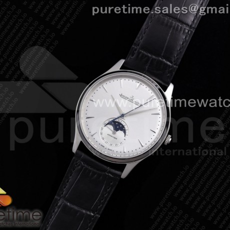 AZ공장 예거 울씬문 화이트다이얼 가죽스트랩 Master Ultra Thin Moon SS AZF 1:1 Best Edition White Dial on Black Leather Strap A925