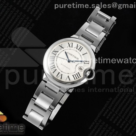 CH공장 까르띠에 발롱블루 40 오토메틱 스틸 화이트다이얼 브레이슬릿 Ballon Bleu 40mm SS CHF 1:1 Best Edition White Texture Dial on SS Bracelet A2824