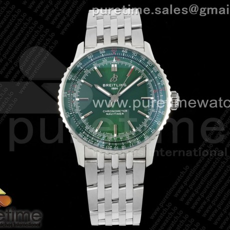 TF공장 브라이틀링 내비타이머 41미리 스틸 그린다이얼 브레이슬릿 Navitimer Automatic 41mm SS TF 1:1 Best Edition Green Dial on SS Bracelet A2824