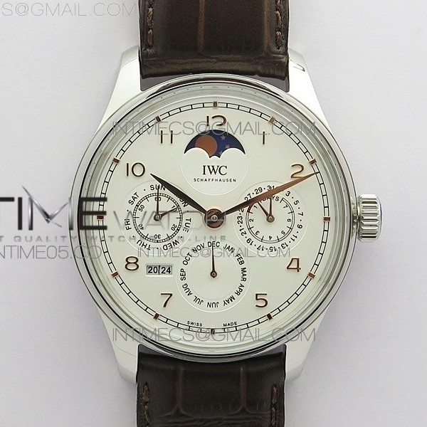 V9공장 포르투기저 애뉴얼캘린더 화이트다이얼 가죽스트랩 Portuguese Real PR Real Annual Calendar IW5034 V9F Best Edition White dial RG Markers On Brown Leather Strap A52610