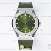 JJ+공장 위블로 클래식퓨전 42mm 그린다이얼 가죽스트랩 Classic Fusion Bang 42mm SS/LE Green JJ+F A1110  (제이제이플러스)