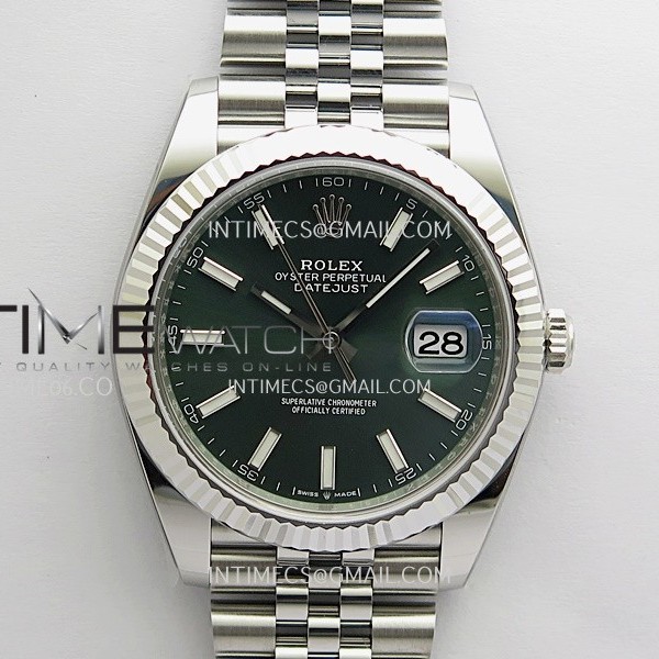 [26.01 UP] CLEAN공장 롤렉스 데이저스트 41 스틸 그린다이얼 플루티드베젤 쥬빌레브레이슬릿 DateJust 41mm 126334 904L SS Clean Plus 1:1 Best Edition Green Dial Stick Marker On Jubilee Bracelet DD3235 클린 플러스