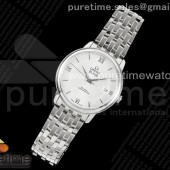 HR공장 오메가 드 빌 36.8 스틸 화이트다이얼 브레이슬릿 De Ville 36.8mm SS HRF 1:1 Best Edition Silver Dial SS Marker on SS Bracelet A2824