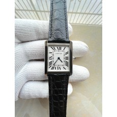 국내배송!! AF공장 까르띠에 탱크솔로 27MM 스틸 화이트다이얼 블랙크로커다일스트랩 (고유번호 7F137)