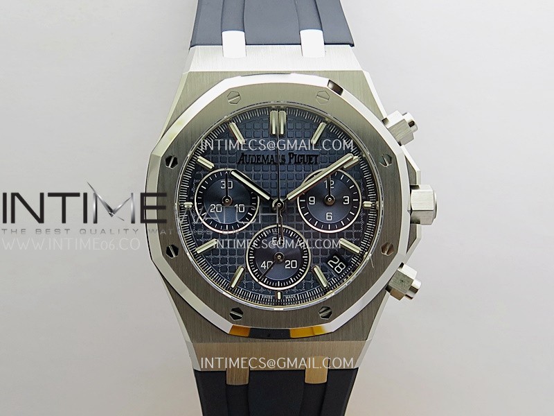DD공장 오데마피게 로얄오크 크로노그래프 26240 스틸 블루다이얼 러버스트랩 Royal Oak Chrono 26240 SS V2 DDF 1:1 Best Edition Blue Dial On Black Rubber Strap Super Clone DD4401